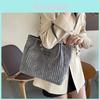 Stylish Corduroy Tote Bag For Women Large Capacity Versatile Shoulder Bag In Black Gray White Or Khaki
