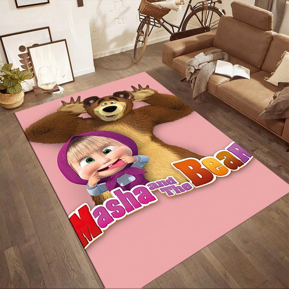 Masha Bear Carpet Suitable for Study Room Entryway Balcony Playrooms Anti-slip Rug Decorate Offices Best for Christmas