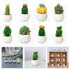 Mini Grüne Kaktusfigur Harz Sukkulente Topfpflanze Ornament Mini Bonsais Dekoration für Auto Armaturenbrett Dekorationen