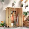 Garden Storage Shed, Wooden Shed for Tools and Garden Equipment, Asphalt Roof, Double Doors, Spruce Wood, Light Brown
