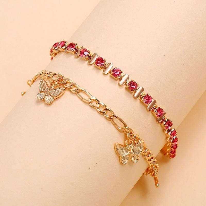2pcs/set Women Butterfly Tassel Anklets Bracelet Beach Jewelry