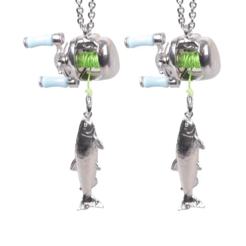 Miniature Fishing Reel Necklace Pendant Decorative Adjustable Length Neckchain Jewelry For Fishing Enthusiasts