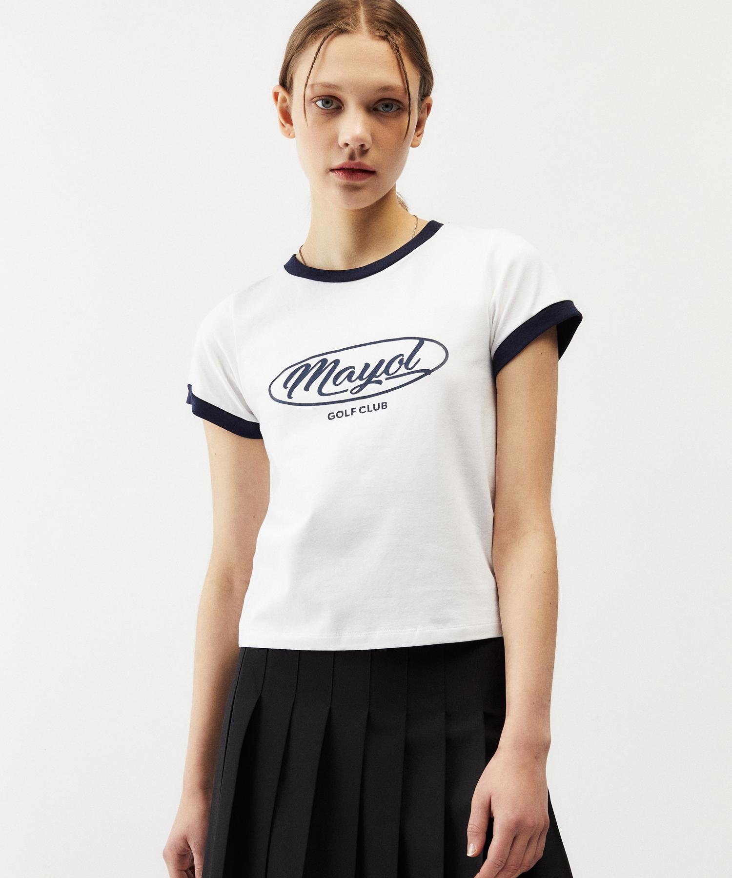 Mayol Color Block Lettering Short Sleeve T-Shirt_White Note/One Size