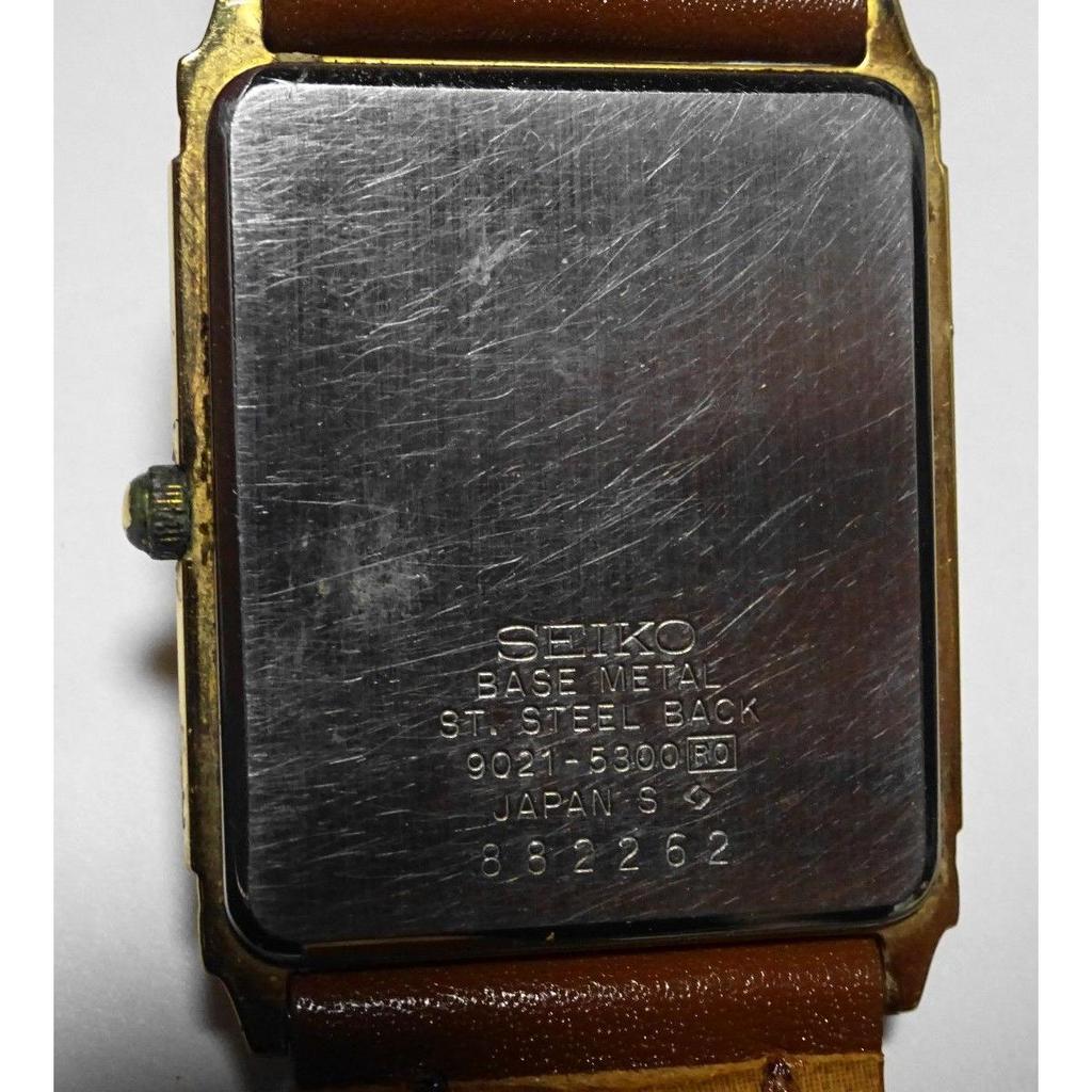 Used Rare Working SEIKO Rectangular 9021-5300 Tank Watch Y272 Seiko Gold Color Quartz