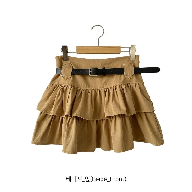 New ArrivalS Open Run Women S caSual Frill Belt Mini Skirt Cang Cang deSign