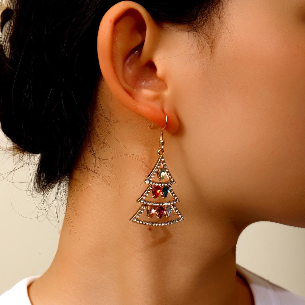 1pair Christmas Christmas Tree Earrings Earrings European and American Festival Cross-border Earrings Women's Creative Holiday Fashion Gifts