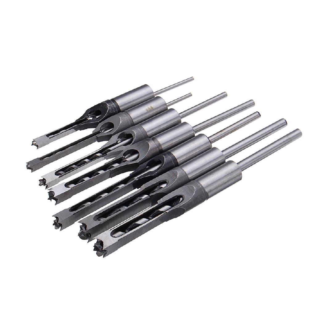 6-12.7mm HSS Square Hole Mortiser Drill Bit Saw Mortising Chisel Woodworking Electric Drill Tools 6-12.7mm 7pcs