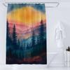 1Pcs Watercolor Landscape Printed Fabric Waterproof Shower Curtain, Bathroom Decoration Curtain, With Hooks