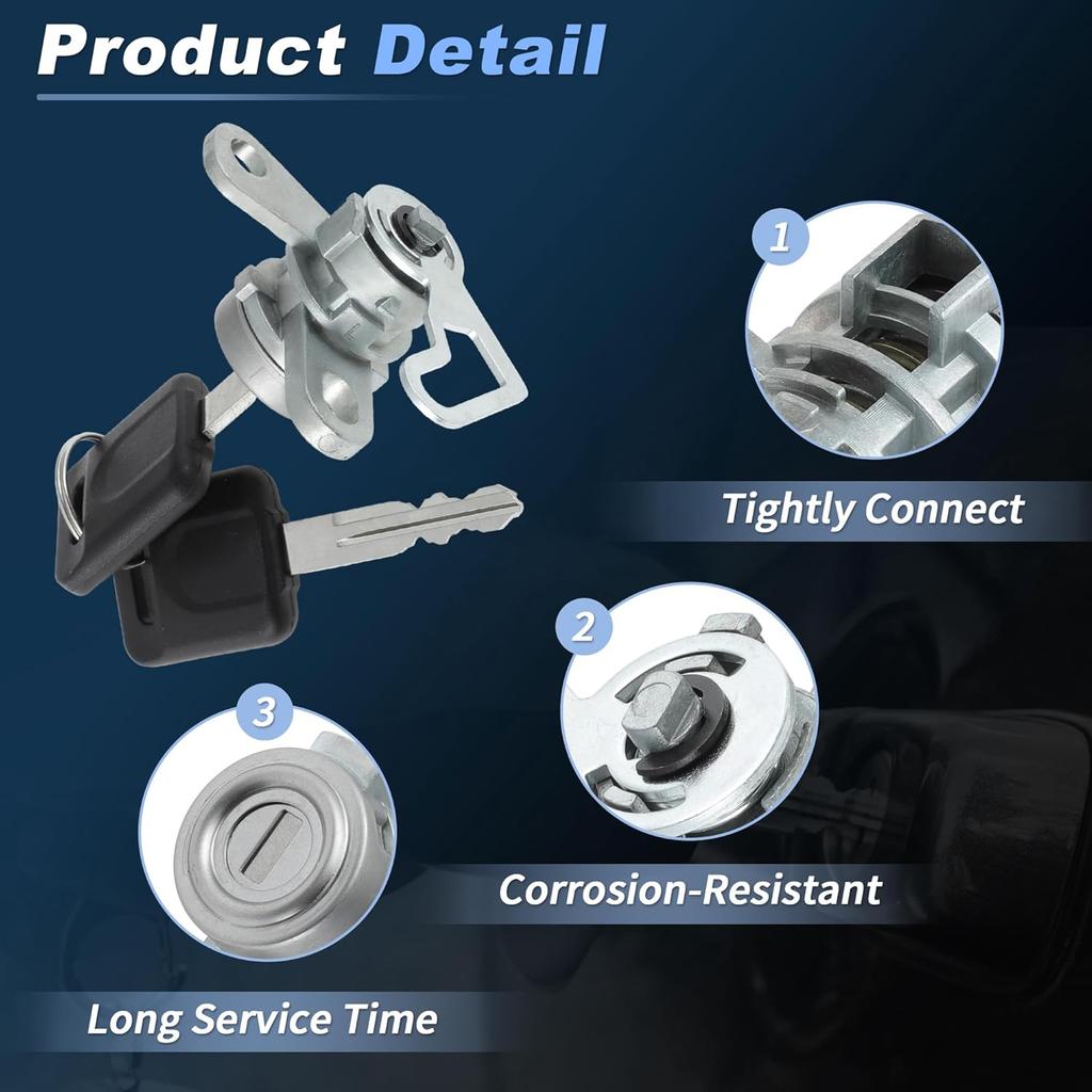 Upgraded Aluminum Alloy Tailgate Lock Cylinder with Keys for Nissan Frontier 2005-2021 Rear Trunk Liftgate Door Lock Cylinder Set Replace