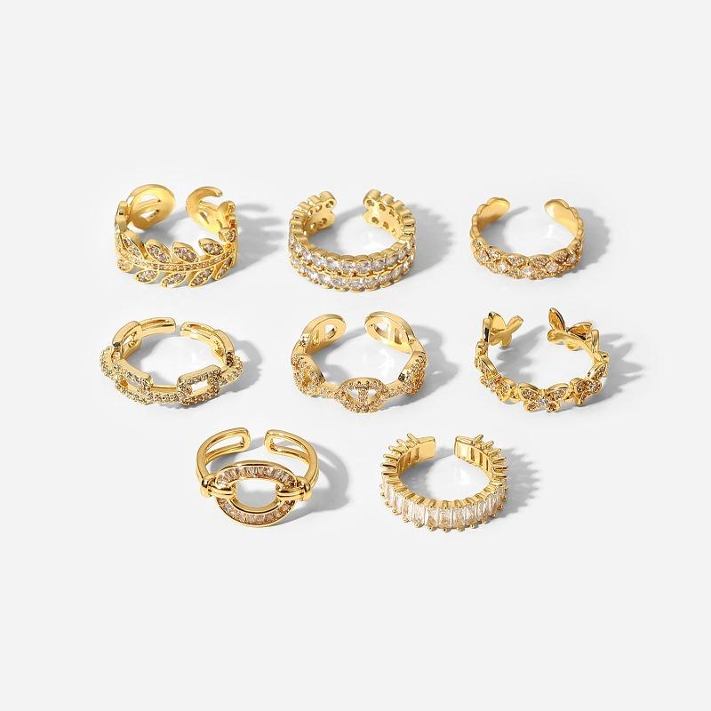 Offener Ring mit Zirkonia, Retro-Stil Passendes Ringpaar, Fingerring in geometrischer Form, Geometrischer Damenring