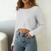 Damen Pailletten Langarm Crop-Top mit V-Ausschnitt | Leichte glänzende Partybluse für Festival, Ausgehen & Clubwear