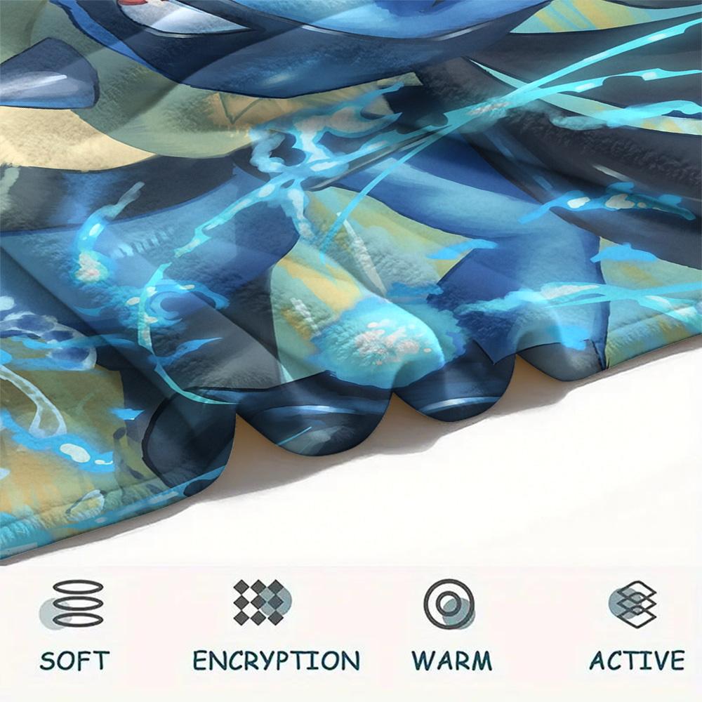 Lucario 4 Trykt Flanellteppe, Høy kvalitet, Komfortabelt for Alle Årstider, Hjemmeinnredning, Varme og Komfort