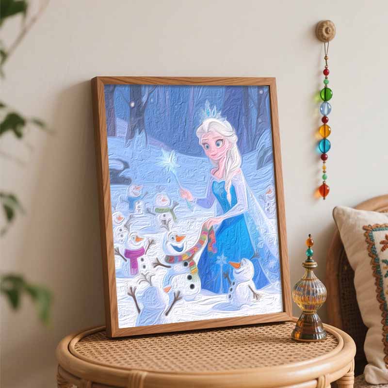 Disney Digital Oil Painting Art Kit Frozen Snow Queen Handmade Coloring Painting Home Decor
