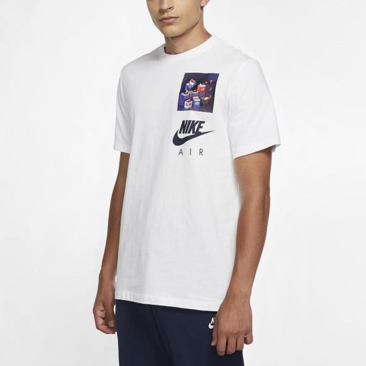 Nike Sportswear Logo Pattern Printing Casual Short Sleeve Men's White CW0414-100