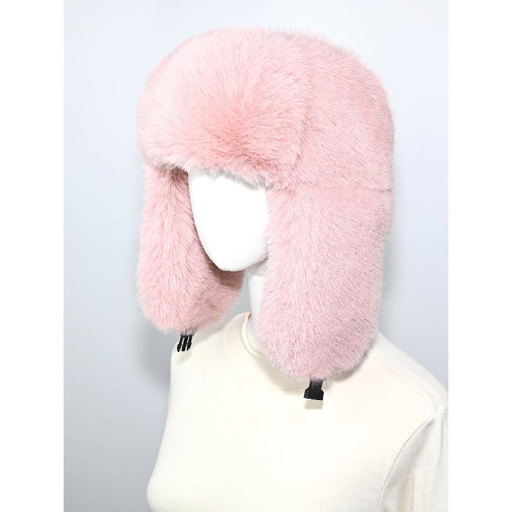 

1pc Simple and stylish women s faux fur warm plush aviator hat for autumn and winter outdoor leisure and entertainment рожевий