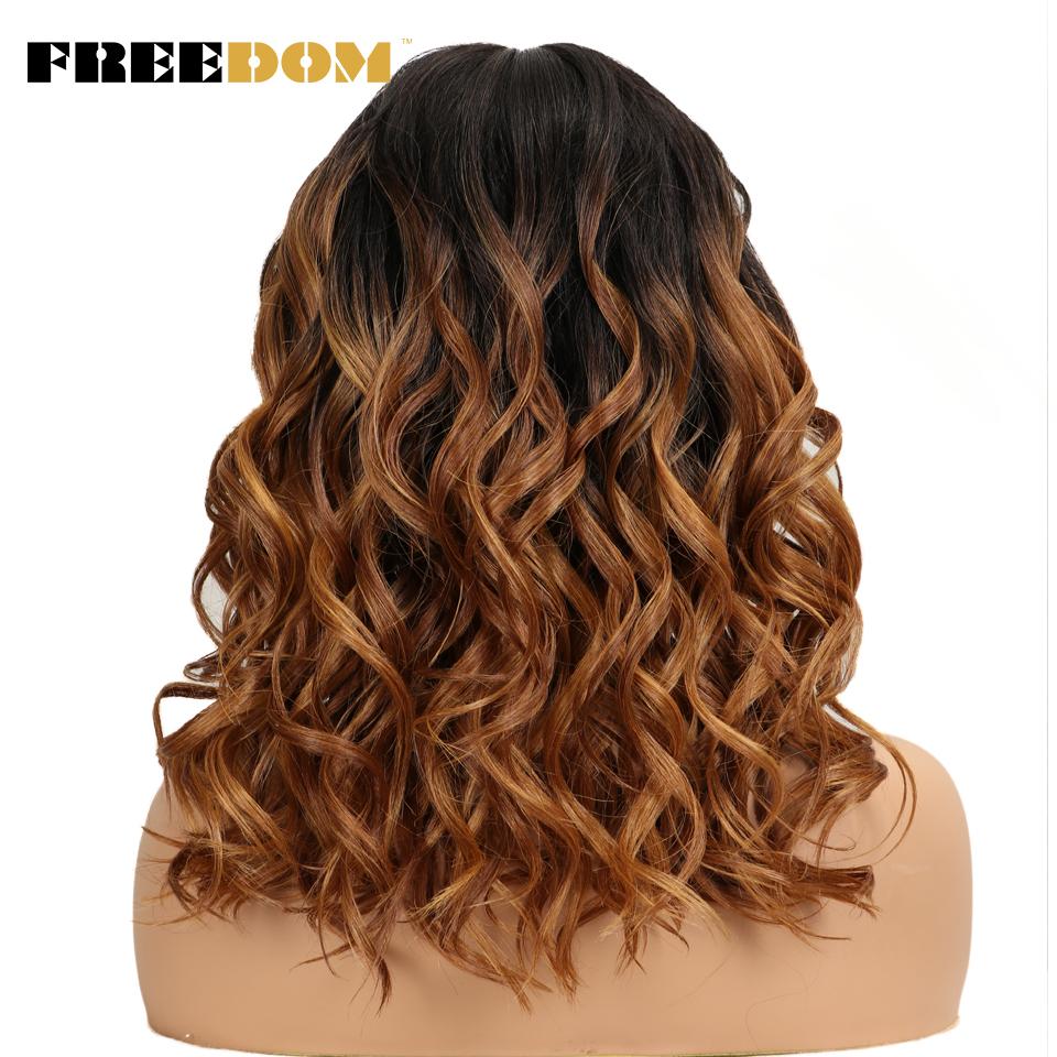 

FREEDOM Synthetic Lace Front Wigs Middle Part Natural Wave Wavy Wig 20 Inch Wigs For Black Women Ombre Brown Mixed Cosplay Wigs (as the picture,20inches)