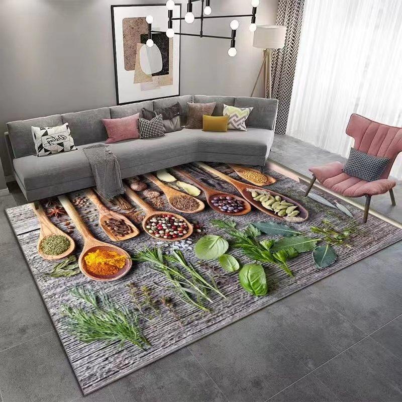 Spice Pattern Living Room Rug Creative Sofa Coffee Table Mat Bedroom Bedside Carpet Large Area Anti Slip Mat for Home Decoration