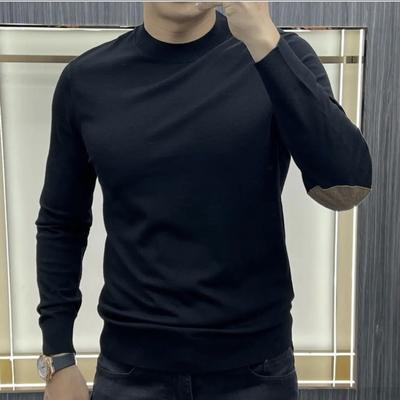 Maglione da Uomo Autunnale e Invernale da Indossare Sotto Lavorato a Maglia Tinta Unita Elasticizzato Morbido Stile Patch a Mano Felpa a Maniche Lunghe Trendy