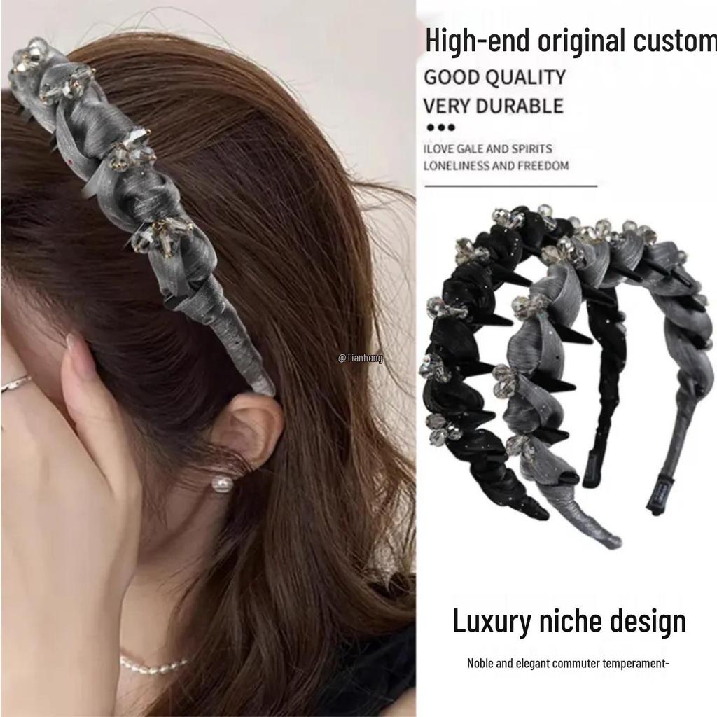 Koreanisches Strass-Stirnband: Eleganter, leichter Luxus-Gaze-Wickel für Damen