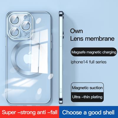 Strong Magnetic For Magsafe Case For iPhone 15 14 13 12 11 Pro Plus Max Plating Clear Wireless Charging Soft Back Cover Fundas