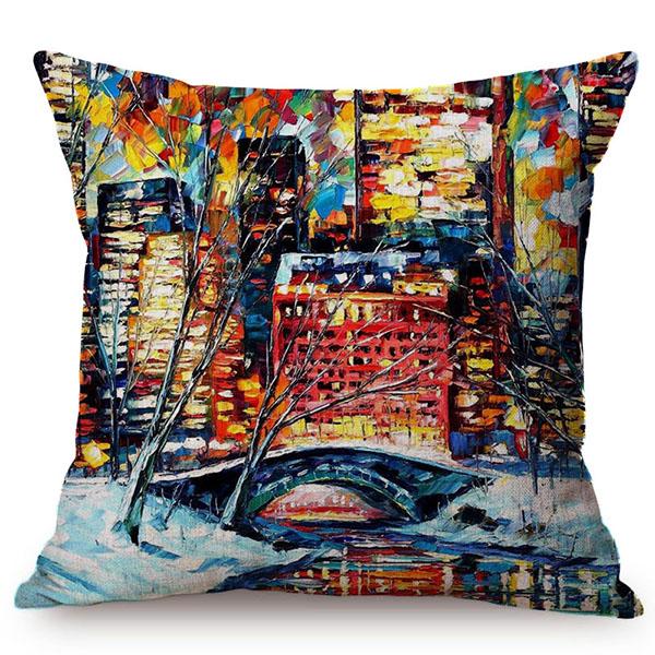Mediterranean Beautiful Italy Venice City Scenery Oil Painting Style Sofa Decoration Pillow Case Ocean Landscape Cushion Cover