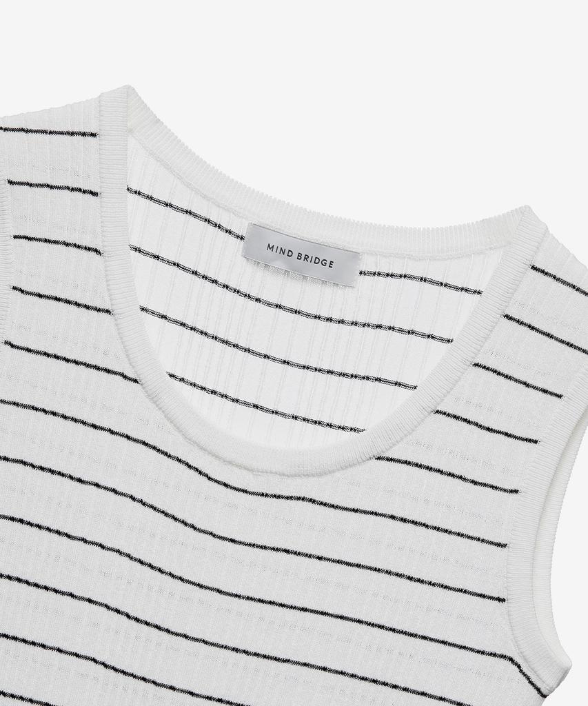 Mind Bridge Women [W] Striped Ivory Knit Sleeveless