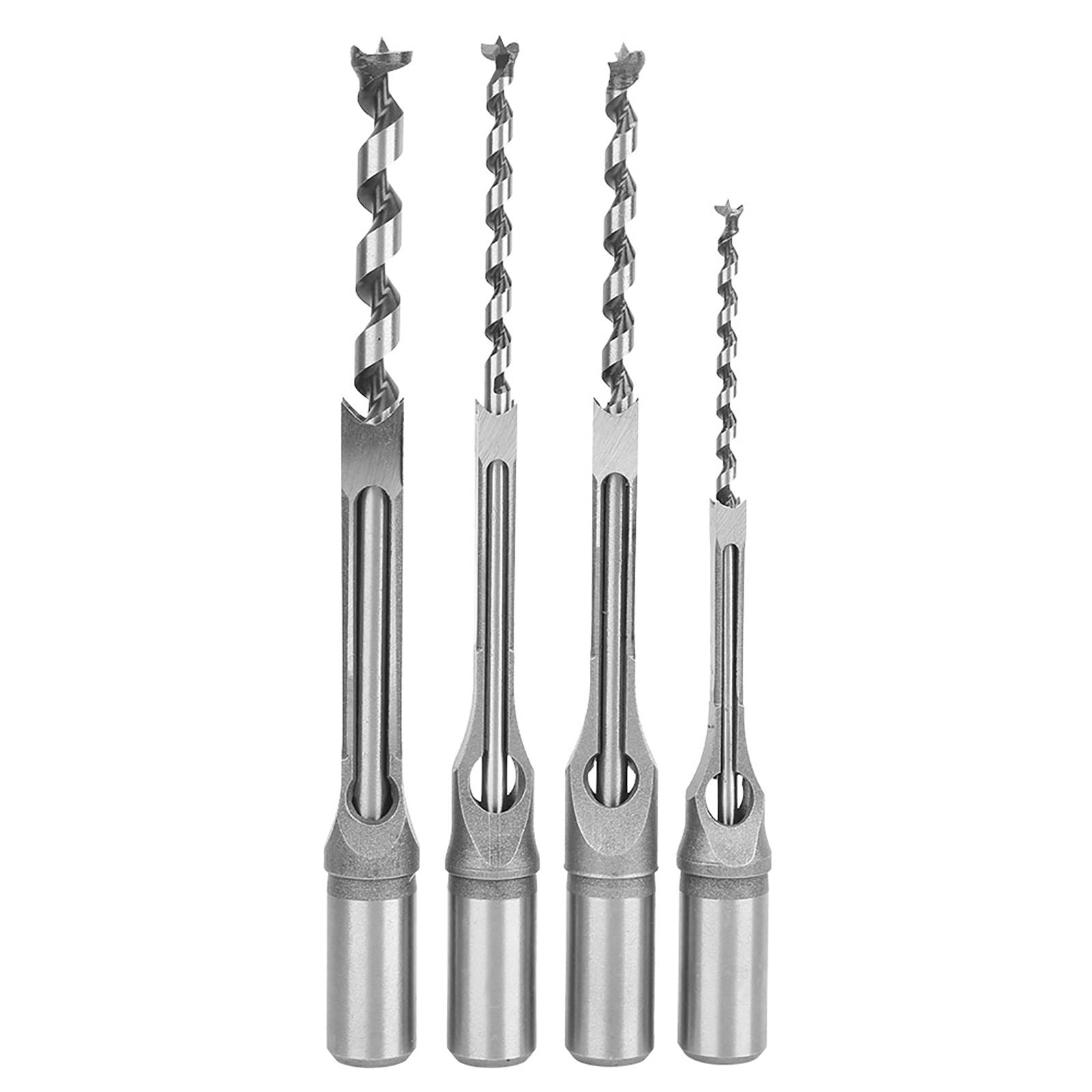 

4pcs Square Hole Drill Bits 1 4 5 16 3 8 1 2 Wood Mortising Chisel Set Wood Drilling Hand Tools