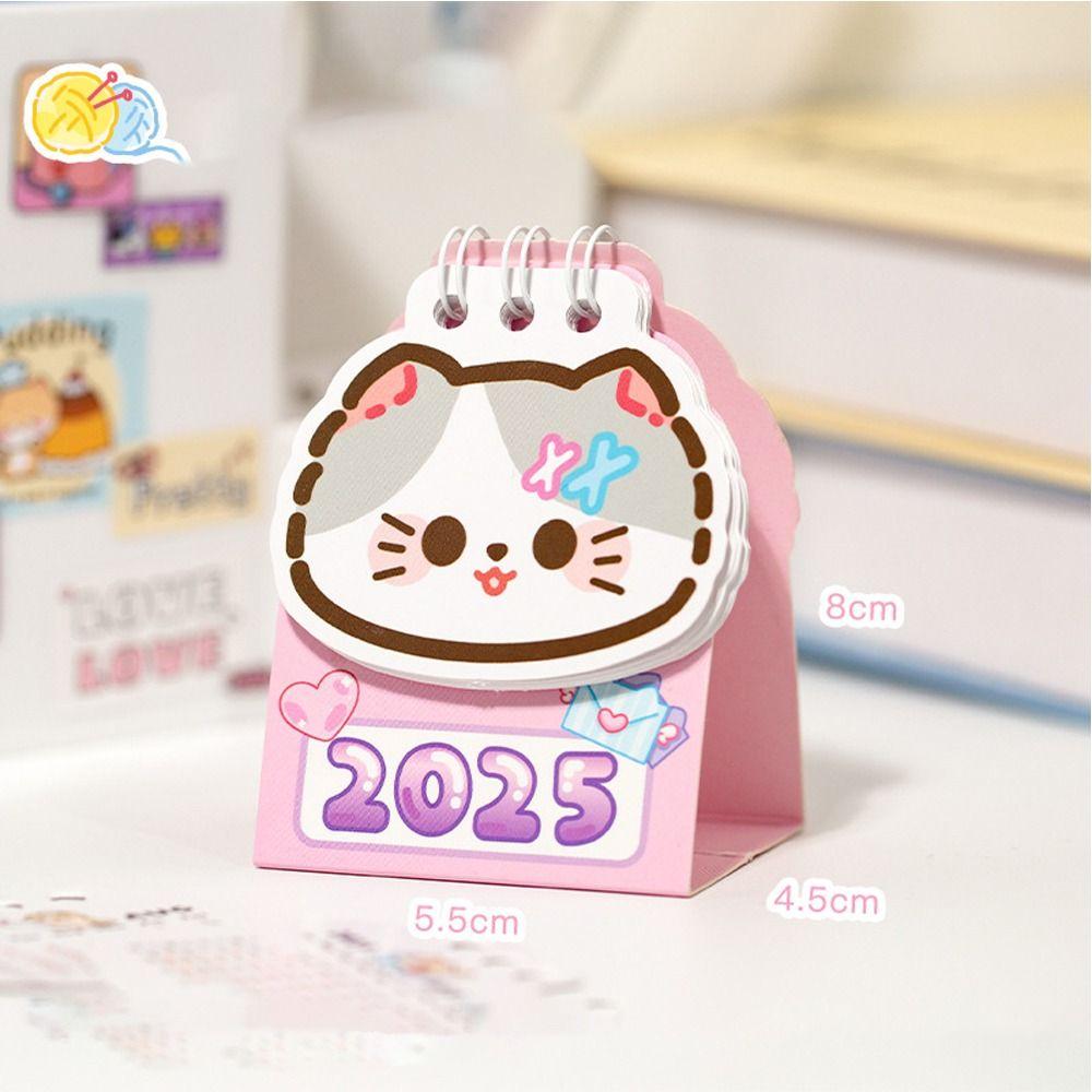 Coil Planner Mini Desk Calendar Cartoon Cat 2025 Coil Calendar Portable Desktop Calendar  Office