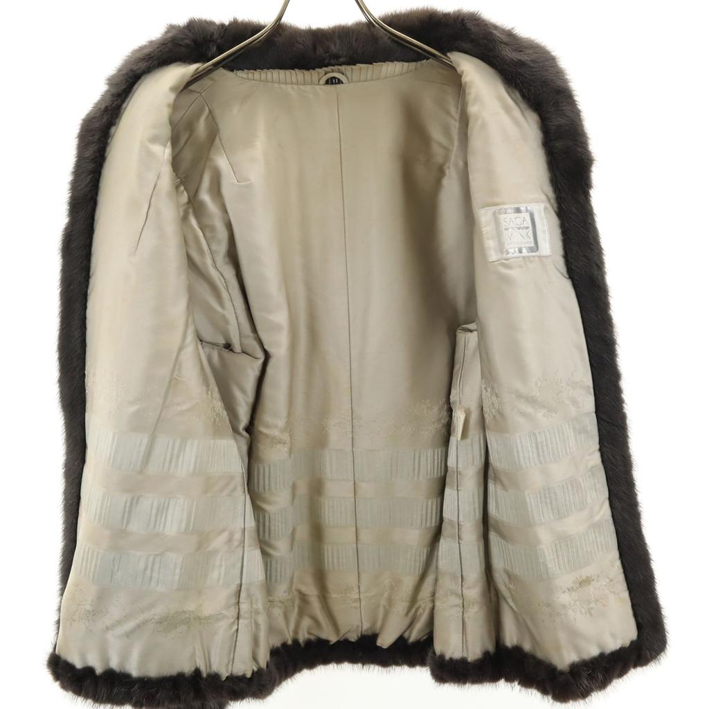 SAGA MINK Zip Up Fur Coat 11 Charcoal Gray Women Used