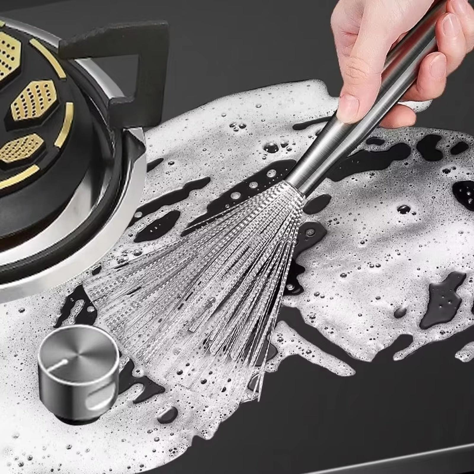 

английский: Кастрюльная щетка из нержавеющей стали с длинной ручкой Инструмент для чистки кухни one size серебряный