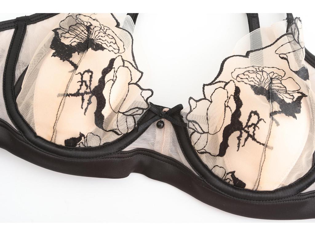 French Embroidered Lace Rabbit Ear Push-Up Bra Set