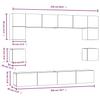 8 piece TV cabinet set white particleboard