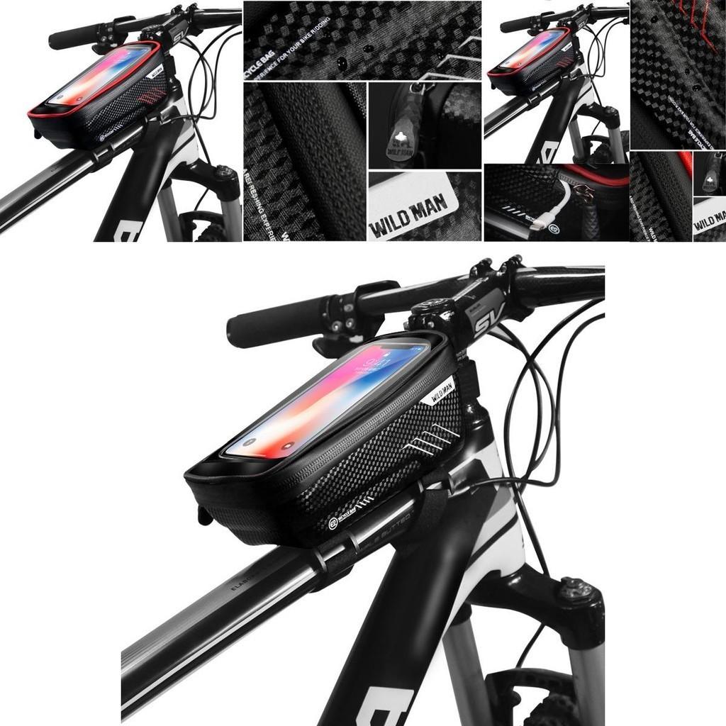 Langlebige Wasserdichte Fahrrad Radfahren Fahrrad Oberrohr Rahmentasche mit TPU Touchscreen Handyhalterung Hülle