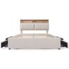 Teen Bed Double with 4 Drawers & Usb C Socket, Upholstered Person 160x200cm, Height Adjustable Headboard, Slatted Frame Made of Wood (without