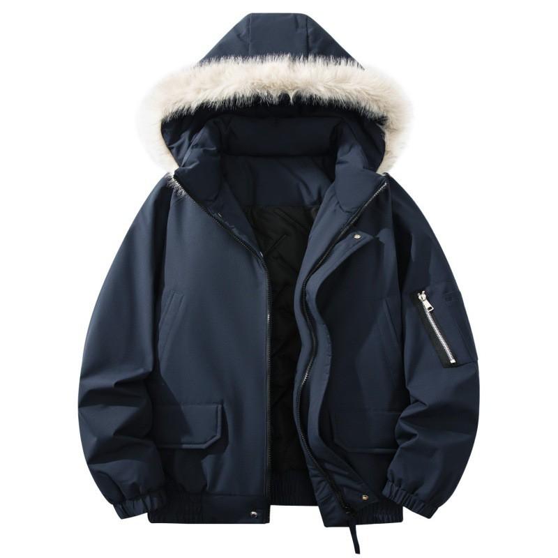 Mens Warm Fleece-Lined Hooded Parka Winter Jacket Oversized Casual Coat Daily Wear
