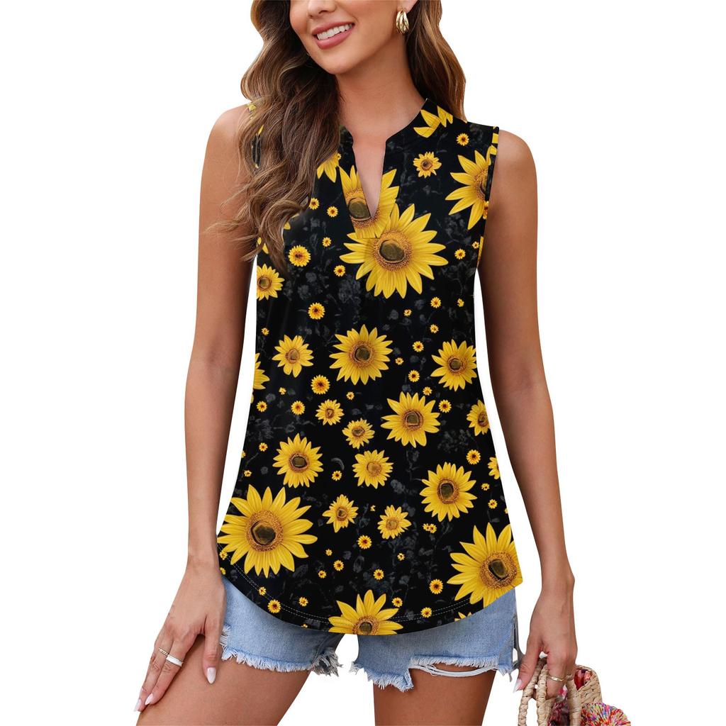 Womens Casual V Neck Loose Color Sleeveless Top T-shirt Summer Tank Tops For Women Tank Camisole Sleeveless Basic Tops