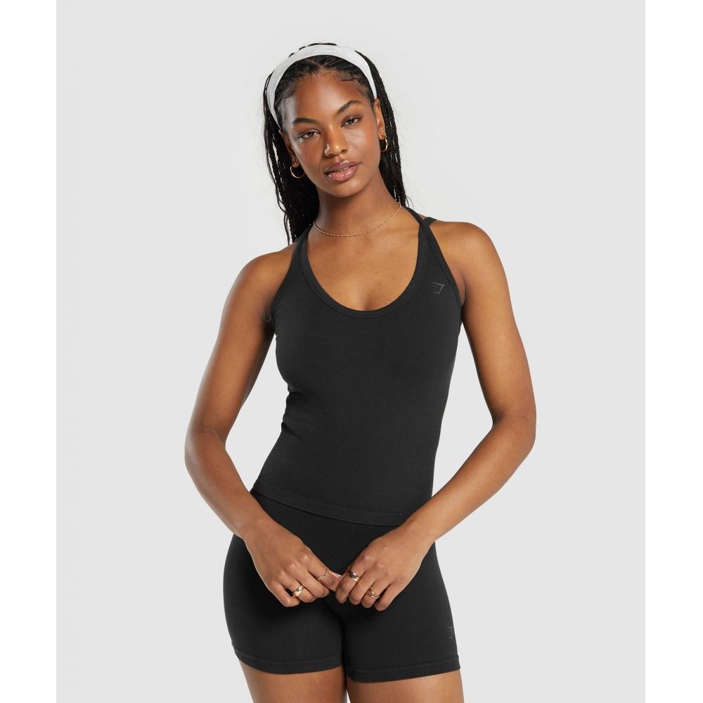 

GYMSHARK Ribbed Cotton Seamless Tank Black B8A5R BB2J XXL