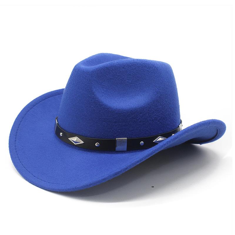 Spring Edge Cowboy Hat Western Wind Curved Edge Metal Accessories Top Hat Men'S And Women'S Hats