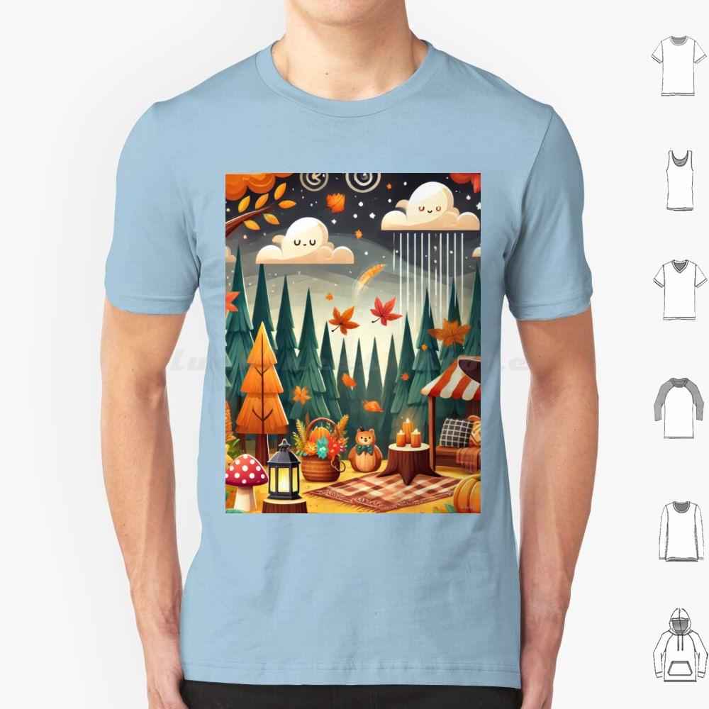 Enchanted Autumn Forest T Shirt Men Women Kids 6xl Autumn Fall Forest Enchanted Whimsical Seasonal Leaves Nature Cozy Cute