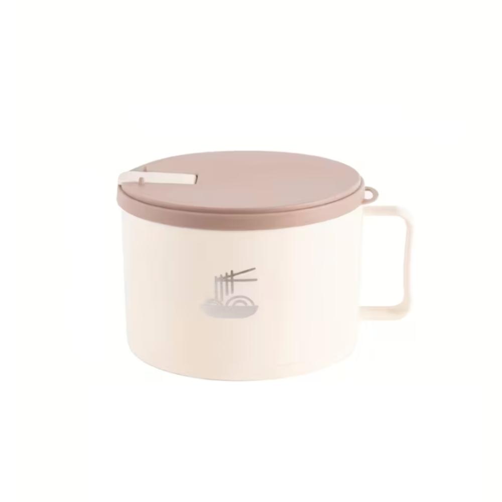 1500ML Stainless Steel Instant Noodle Bowl with Lid Food Container Portable Student Lunch Box Home бежевый