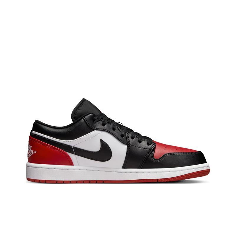 „Air Jordan 1 Low Bred Toe 2.0 Vyriški sportbačiai balta spalva raudona juoda 553558-161