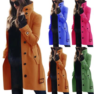 Women's Plus Size Woolen Single Multi Button Woolen Button Collar Jacket