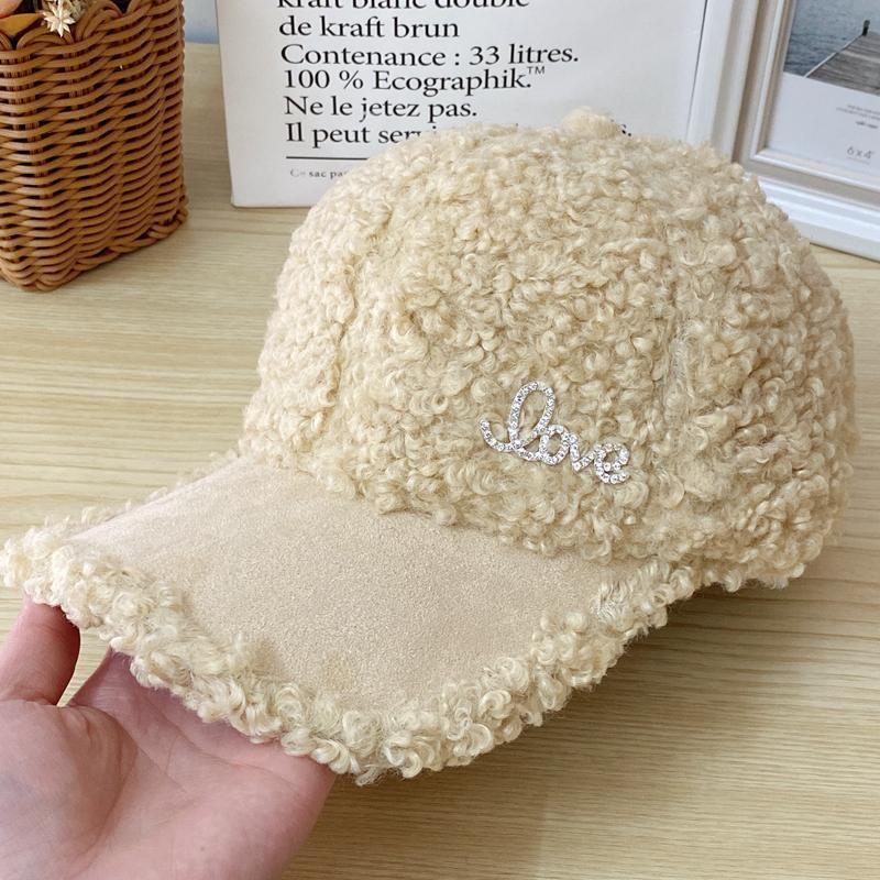 

Потовщена тепла шапка з овечої вовни Жіноча осінньо-зимова плюшева бейсболка Кепка Adjustable