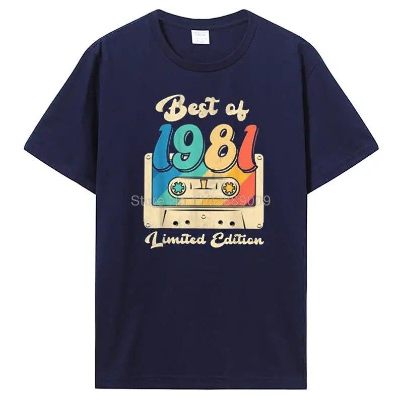 Vintage Tillverkad 1981 Alla Originaldelar Födelsedags-T-shirt Jubileums-T-shirt Oversized Unisex Kläder T-shirts För Unisex Streetwear