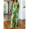 Gentle Temperament Printed Top Set, Classic Bohemian Pattern, Loose Wide-leg Pants for Summer Casual Wear
