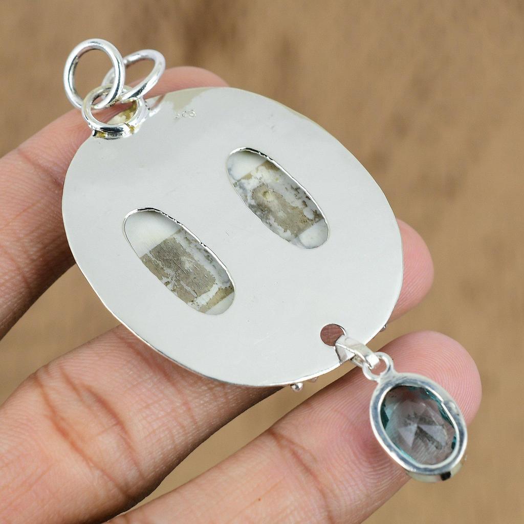 Natural Howlite Gemstone Pendant 925 Sterling Silver Indian Jewelry For Girls
