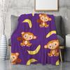 Cute Monkey Pattern digital-printed polyester Bedroom velvet flannel soft sofa cover blanket Fleece soft cover blankets for beds