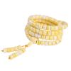 White Beeswax Prayer Beads with 108 Beads: Buddhist Bracelet & Necklace In Honey Amber.
