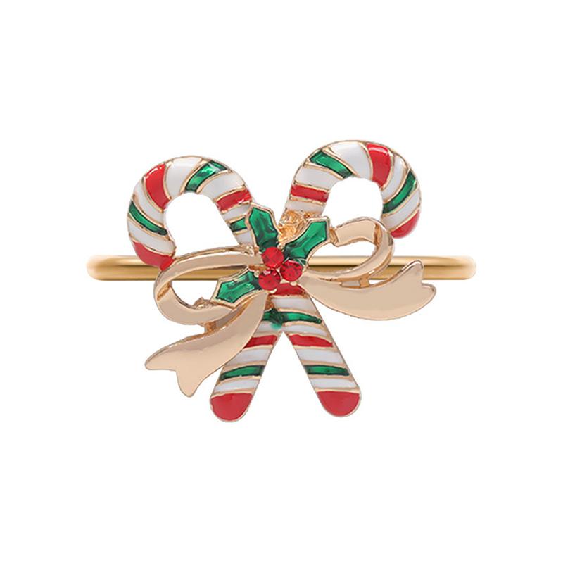 Christmas Napkin Ring Metal Xmas Bell Elk Napkin Holder Flower Wreath Rings Wedding Banquet Hotel Table Decoration Accessories