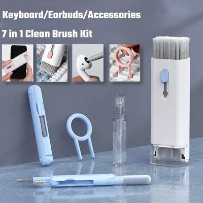 Kit di Pulizia 7 in 1 Spazzola Pulizia Tastiera Computer Penna Pulizia Auricolari Strumenti Pulizia Auricolari Set Estrattore Copritasti